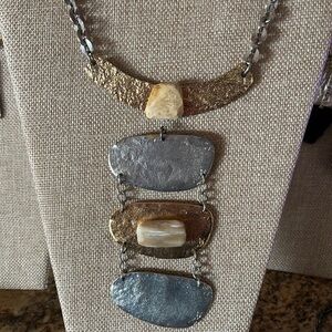 J Jansen Signed Elegant Gold and Silver Necklace